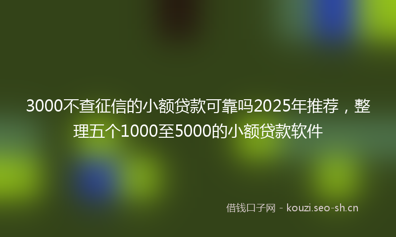 3000不查征信的小额贷款可靠吗2025年推荐,整理五个1000至5000的小额贷款软件