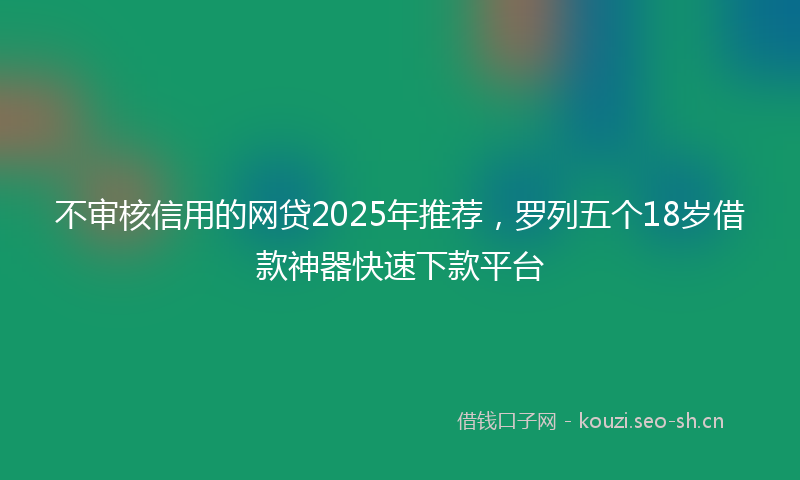 不审核信用的网贷2025年推荐，罗列五个18岁借款神器快速下款平台