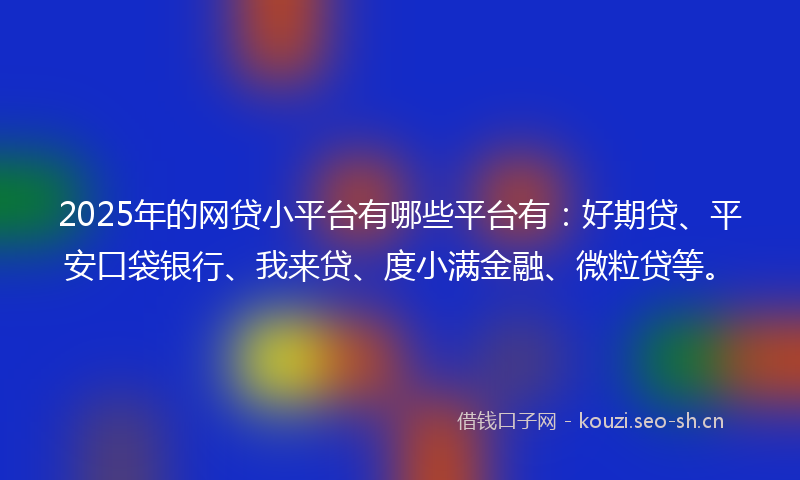 2025年的网贷小平台有哪些平台有：好期贷、平安口袋银行、我来贷、度小满金融、微粒贷等。