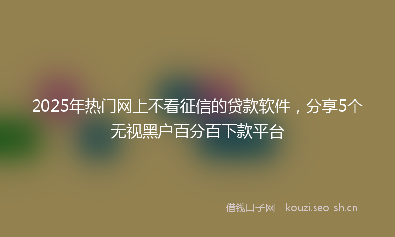 2025年热门网上不看征信的贷款软件，分享5个无视黑户百分百下款平台