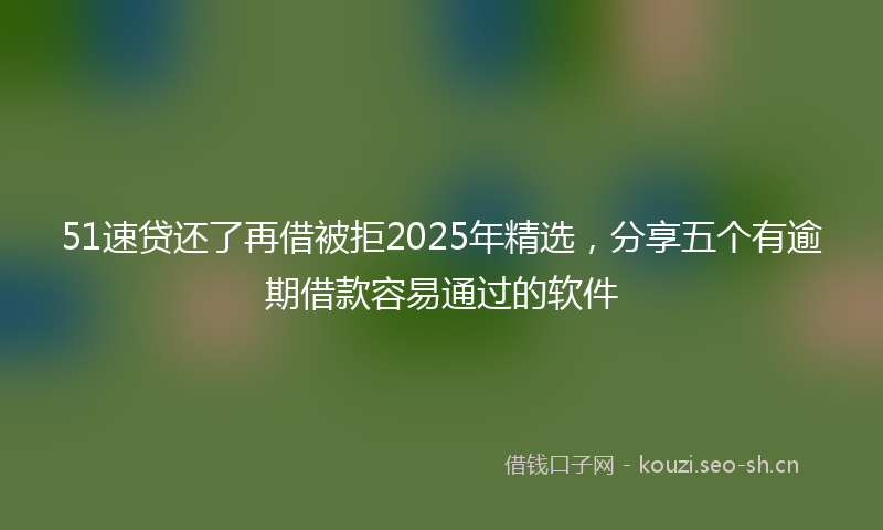 51速贷还了再借被拒2025年精选,分享五个有逾期借款容易通过的软件