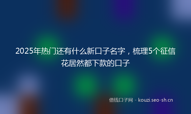2025年热门还有什么新口子名字，梳理5个征信花居然都下款的口子