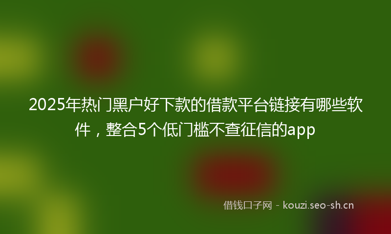 2025年热门黑户好下款的借款平台链接有哪些软件，整合5个低门槛不查征信的app