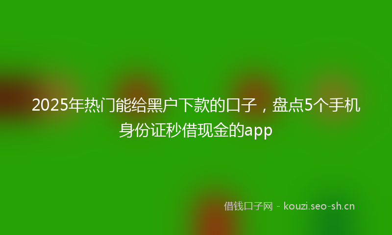 2025年热门能给黑户下款的口子，盘点5个手机身份证秒借现金的app