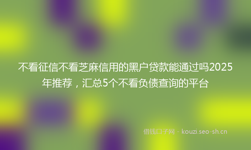 不看征信不看芝麻信用的黑户贷款能通过吗2025年推荐，汇总5个不看负债查询的平台
