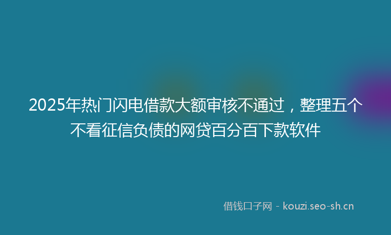 2025年热门闪电借款大额审核不通过，整理五个不看征信负债的网贷百分百下款软件