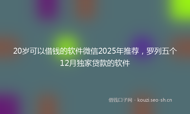 20岁可以借钱的软件微信2025年推荐，罗列五个12月独家贷款的软件