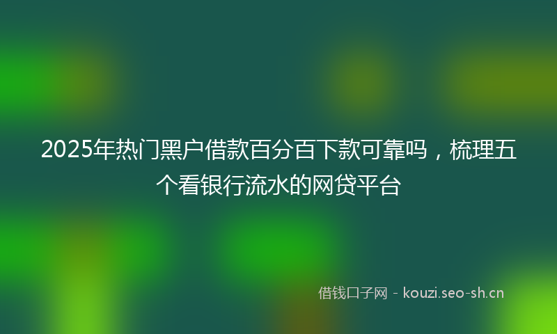 2025年热门黑户借款百分百下款可靠吗，梳理五个看银行流水的网贷平台