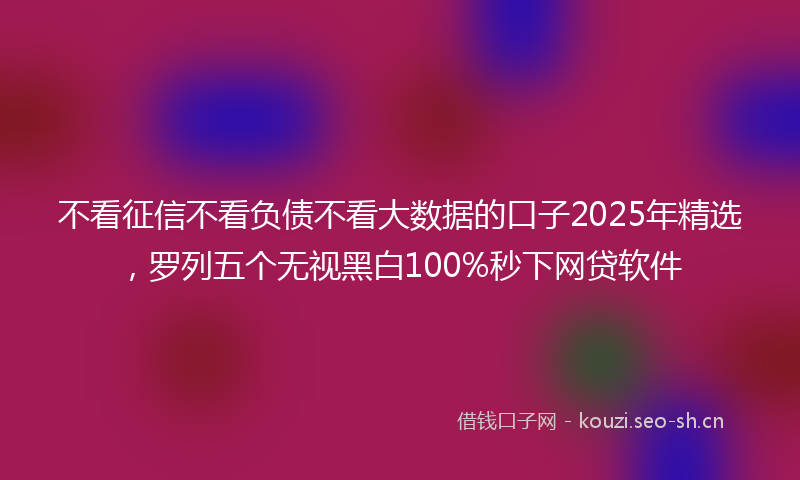不看征信不看负债不看大数据的口子2025年精选，罗列五个无视黑白100%秒下网贷软件
