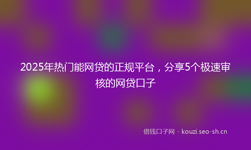 2025年热门能网贷的正规平台，分享5个极速审核的网贷口子
