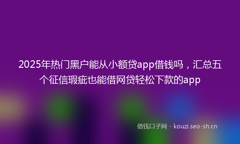 2025年热门黑户能从小额贷app借钱吗，汇总五个征信瑕疵也能借网贷轻松下款的app