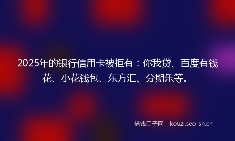 2025年的银行信用卡被拒有：你我贷、百度有钱花、小花钱包、东方汇、分期乐等。