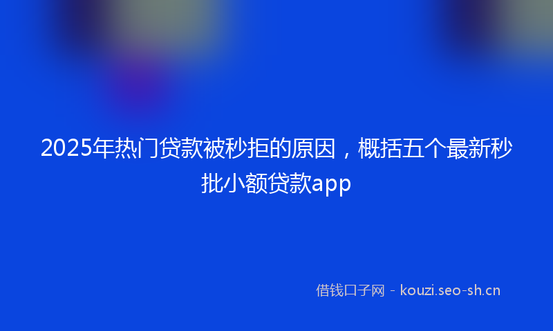 2025年热门贷款被秒拒的原因，概括五个最新秒批小额贷款app
