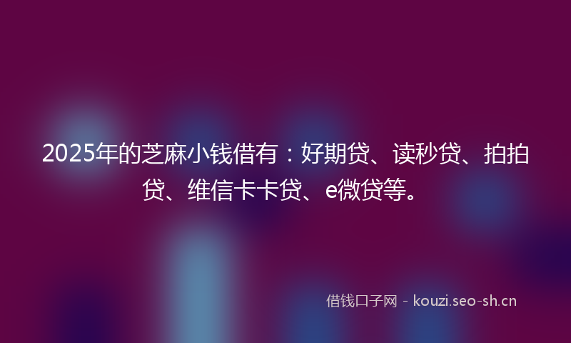 2025年的芝麻小钱借有：好期贷、读秒贷、拍拍贷、维信卡卡贷、e微贷等。