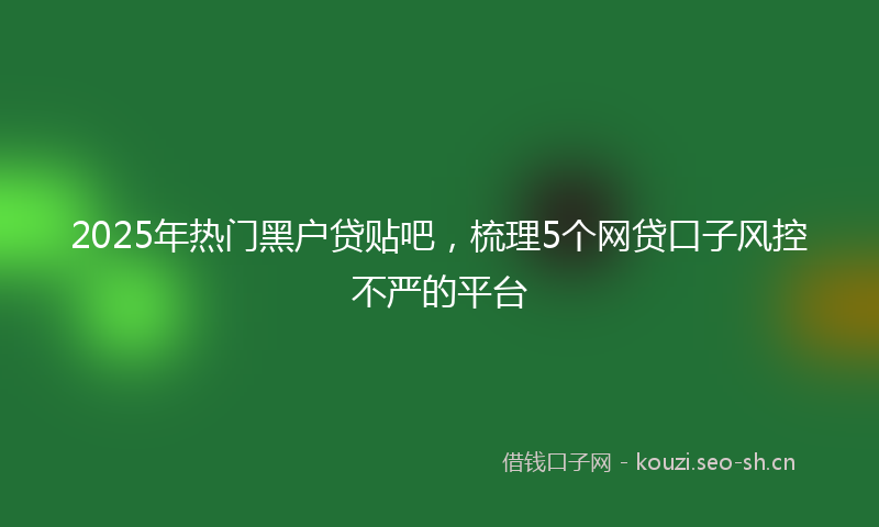 2025年热门黑户贷贴吧，梳理5个网贷口子风控不严的平台