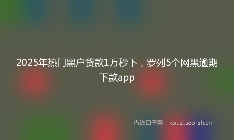 2025年热门黑户贷款1万秒下,罗列5个网黑逾期下款app