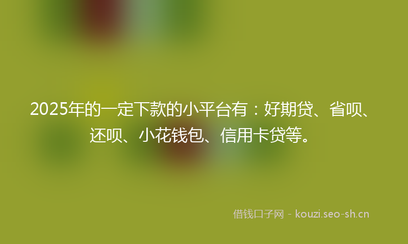 2025年的一定下款的小平台有：好期贷、省呗、还呗、小花钱包、信用卡贷等。