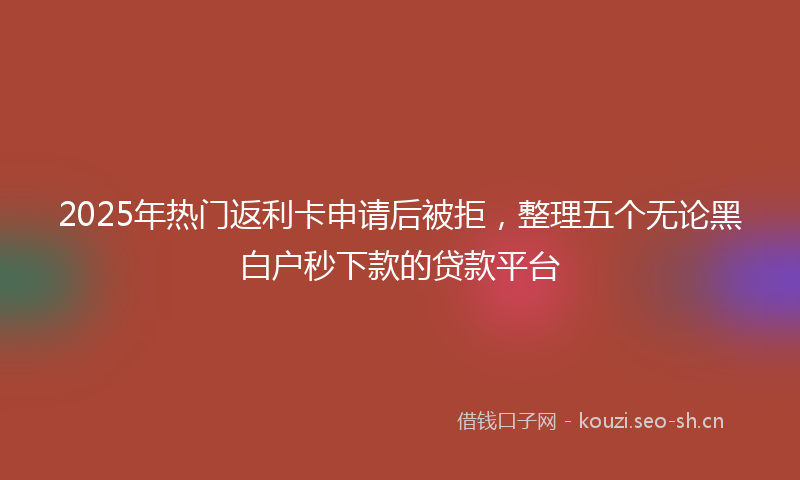 2025年热门返利卡申请后被拒，整理五个无论黑白户秒下款的贷款平台