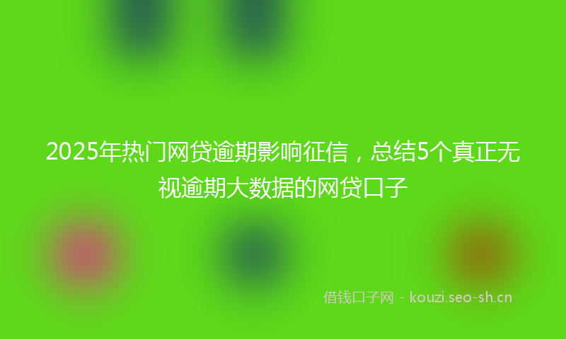 2025年热门网贷逾期影响征信，总结5个真正无视逾期大数据的网贷口子