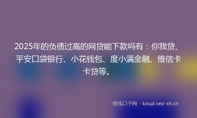 2025年的负债过高的网贷能下款吗有：你我贷、平安口袋银行、小花钱包、度小满金融、维信卡卡贷等。