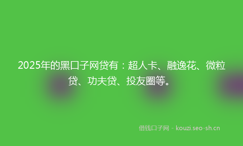 2025年的黑口子网贷有：超人卡、融逸花、微粒贷、功夫贷、投友圈等。