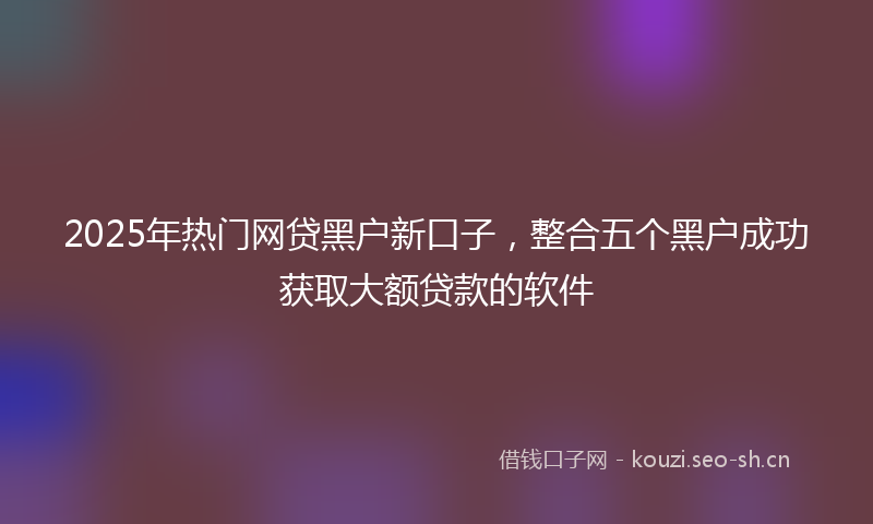 2025年热门网贷黑户新口子,整合五个黑户成功获取大额贷款的软件