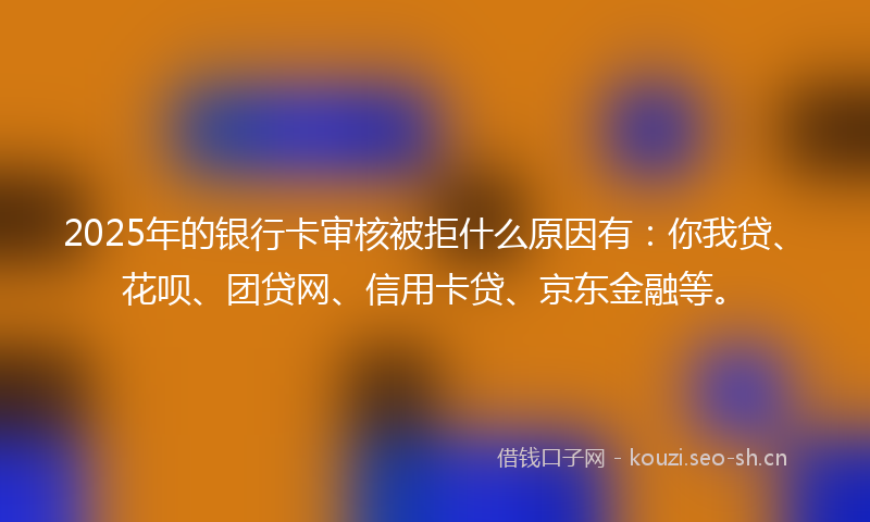 2025年的银行卡审核被拒什么原因有：你我贷、花呗、团贷网、信用卡贷、京东金融等。