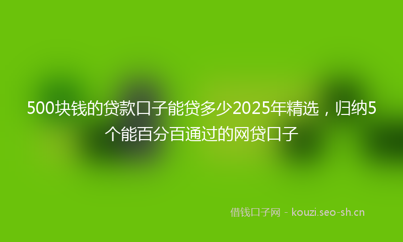 500块钱的贷款口子能贷多少2025年精选，归纳5个能百分百通过的网贷口子