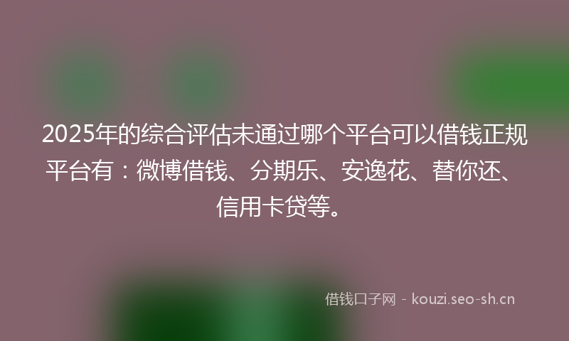 2025年的综合评估未通过哪个平台可以借钱正规平台有：微博借钱、分期乐、安逸花、替你还、信用卡贷等。