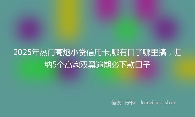 2025年热门高炮小贷信用卡,哪有口子哪里搞，归纳5个高炮双黑逾期必下款口子