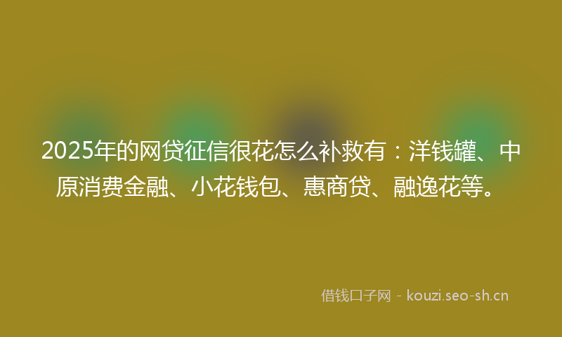 2025年的网贷征信很花怎么补救有：洋钱罐、中原消费金融、小花钱包、惠商贷、融逸花等。