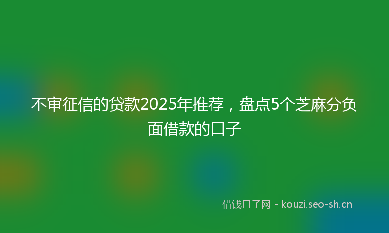 不审征信的贷款2025年推荐，盘点5个芝麻分负面借款的口子