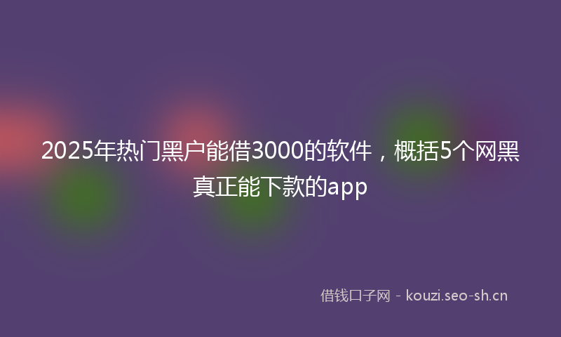 2025年热门黑户能借3000的软件,概括5个网黑真正能下款的app