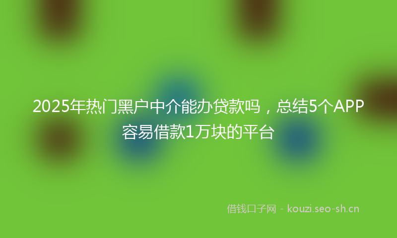 2025年热门黑户中介能办贷款吗，总结5个APP容易借款1万块的平台