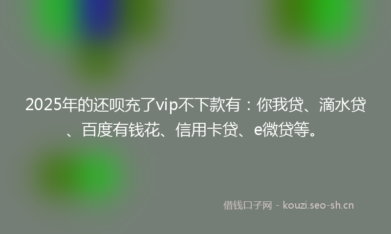 2025年的还呗充了vip不下款有：你我贷、滴水贷、百度有钱花、信用卡贷、e微贷等。