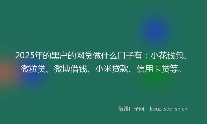 2025年的黑户的网贷做什么口子有:小花钱包、微粒贷、微博借钱、小米贷款、信用卡贷等。