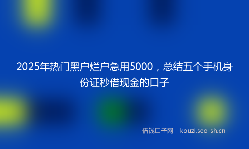 2025年热门黑户烂户急用5000，总结五个手机身份证秒借现金的口子