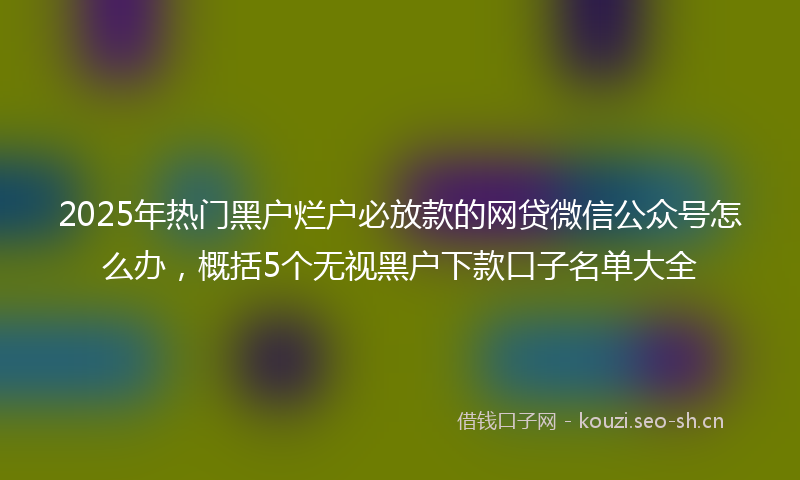 2025年热门黑户烂户必放款的网贷微信公众号怎么办，概括5个无视黑户下款口子名单大全