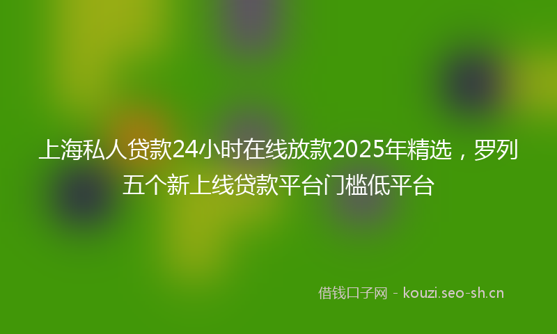 上海私人贷款24小时在线放款2025年精选，罗列五个新上线贷款平台门槛低平台