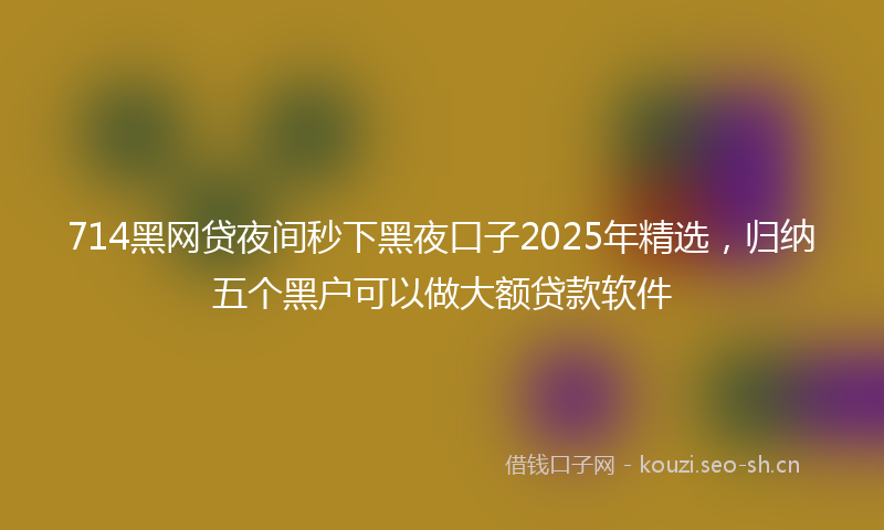 714黑网贷夜间秒下黑夜口子2025年精选，归纳五个黑户可以做大额贷款软件