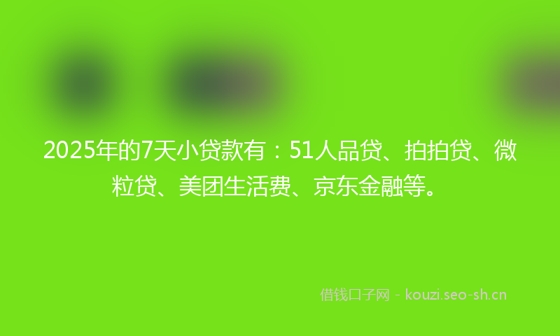 2025年的7天小贷款有：51人品贷、拍拍贷、微粒贷、美团生活费、京东金融等。