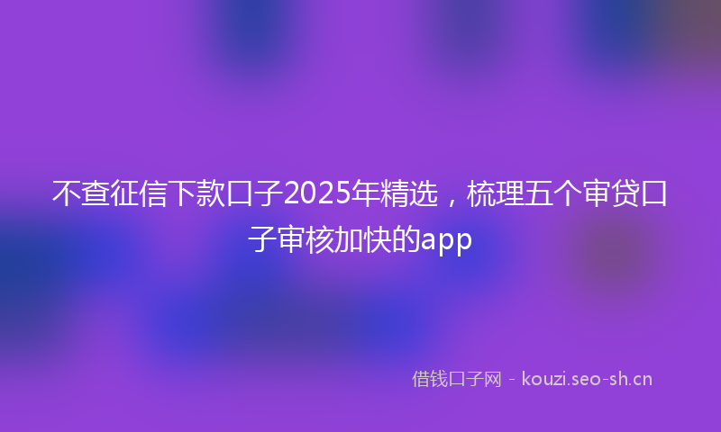 不查征信下款口子2025年精选,梳理五个审贷口子审核加快的app