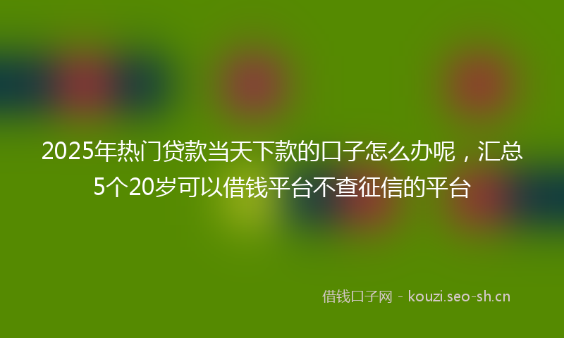 2025年热门贷款当天下款的口子怎么办呢，汇总5个20岁可以借钱平台不查征信的平台