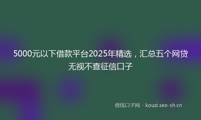 5000元以下借款平台2025年精选,汇总五个网贷无视不查征信口子