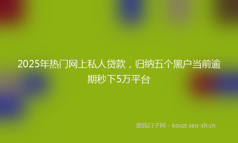 2025年热门网上私人贷款，归纳五个黑户当前逾期秒下5万平台