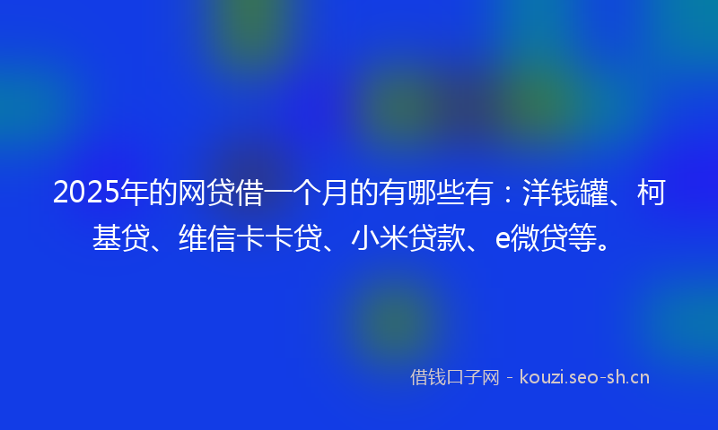 2025年的网贷借一个月的有哪些有：洋钱罐、柯基贷、维信卡卡贷、小米贷款、e微贷等。