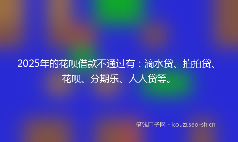 2025年的花呗借款不通过有：滴水贷、拍拍贷、花呗、分期乐、人人贷等。
