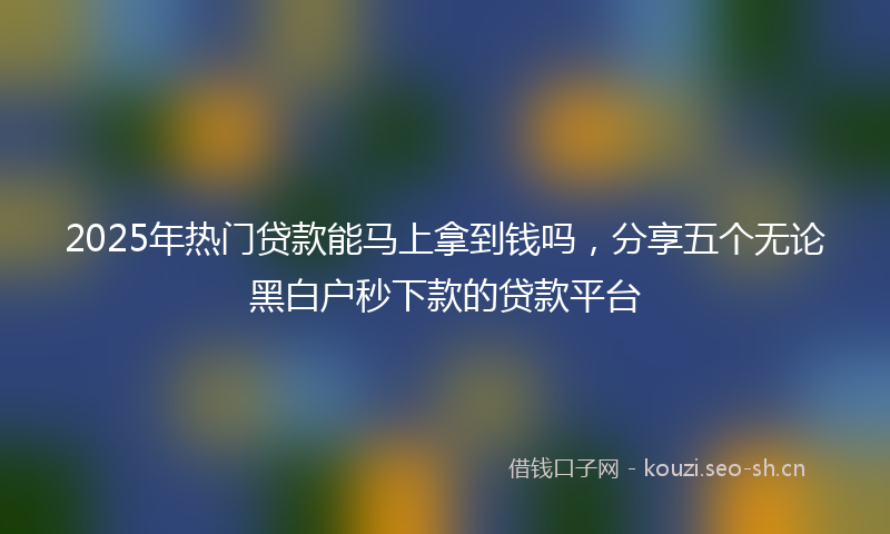2025年热门贷款能马上拿到钱吗，分享五个无论黑白户秒下款的贷款平台