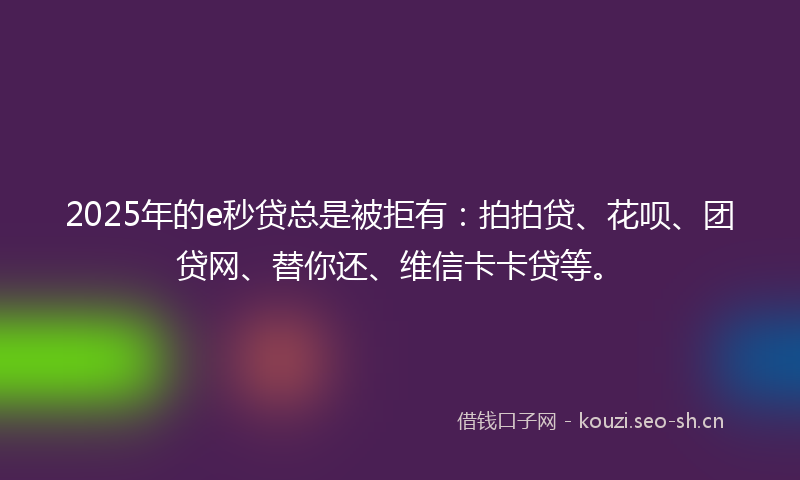 2025年的e秒贷总是被拒有：拍拍贷、花呗、团贷网、替你还、维信卡卡贷等。