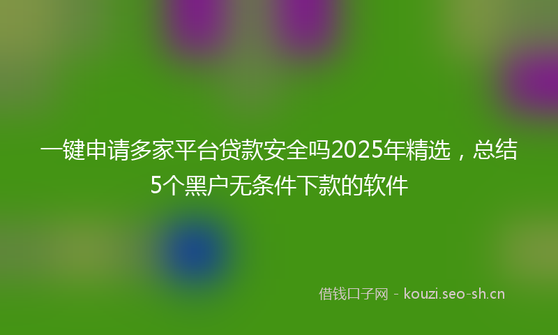 一键申请多家平台贷款安全吗2025年精选，总结5个黑户无条件下款的软件